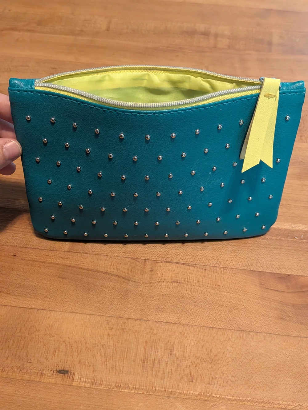Ipsy 100th Edition Teal & Lime Studded Cosmetic Bag